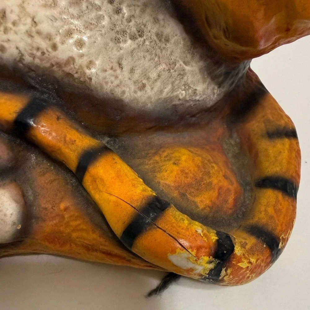 Vintage Large Resin Tiger Figurine – Retro Jungle Cat Décor -‎ not a toy